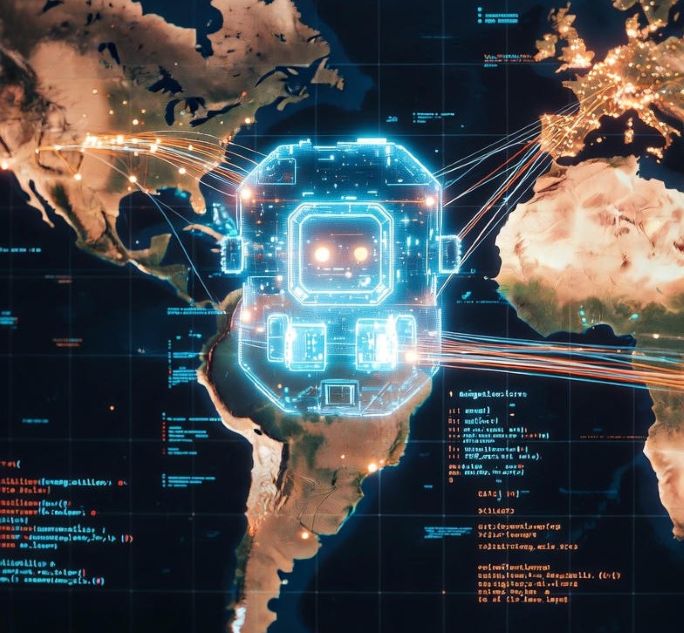 glowing game item traveling through data lines